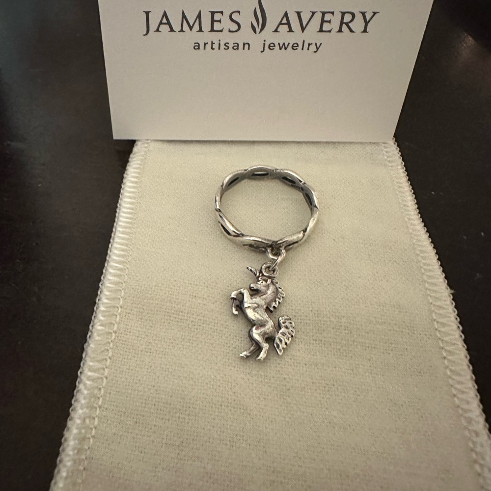 James Avery Silver Vintage Unicorn Dangle Ring